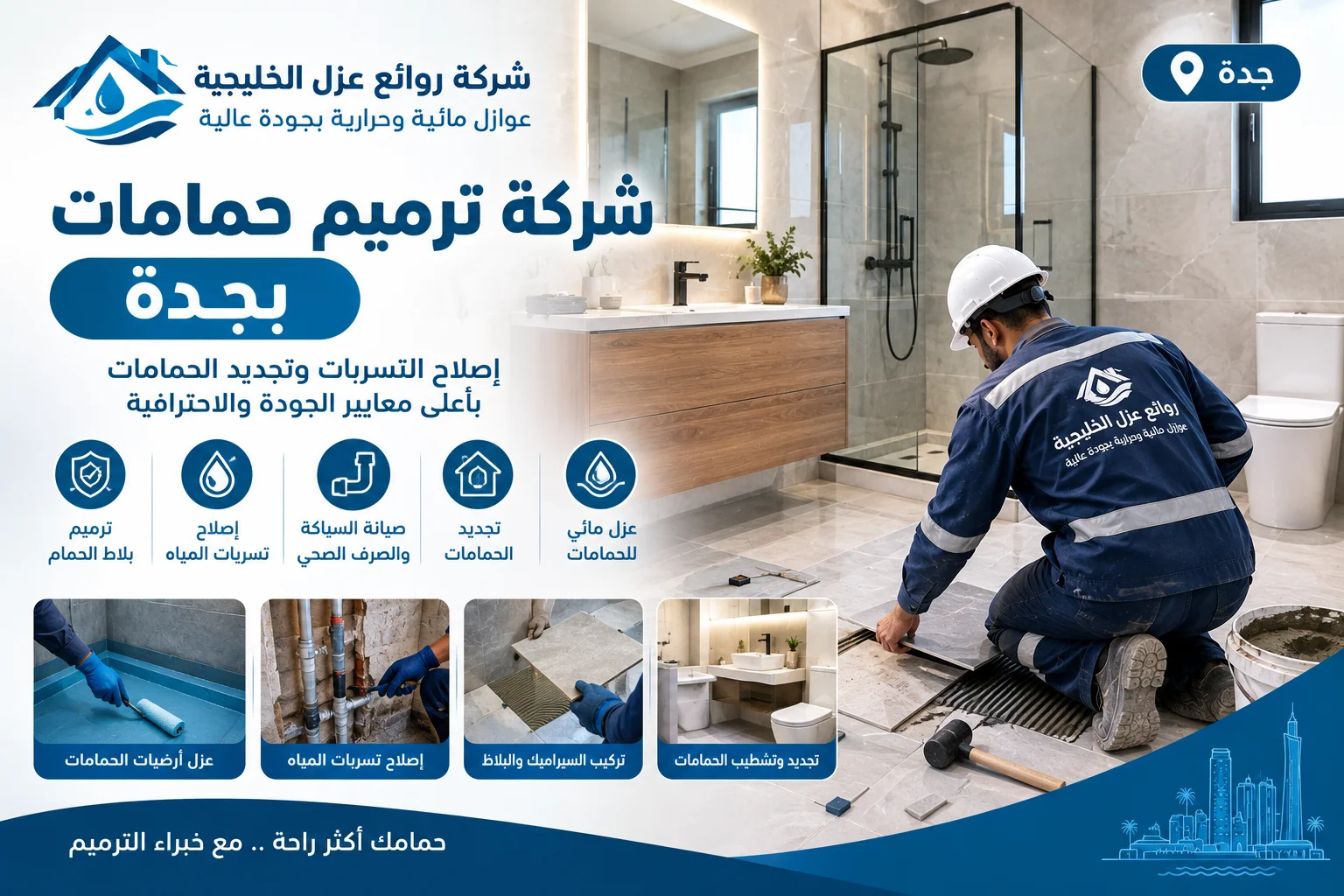 شركة ترميم حمامات بجدة: دليل إصلاح التلف وتجديد الحمامات شركة ترميم حمامات بجدة