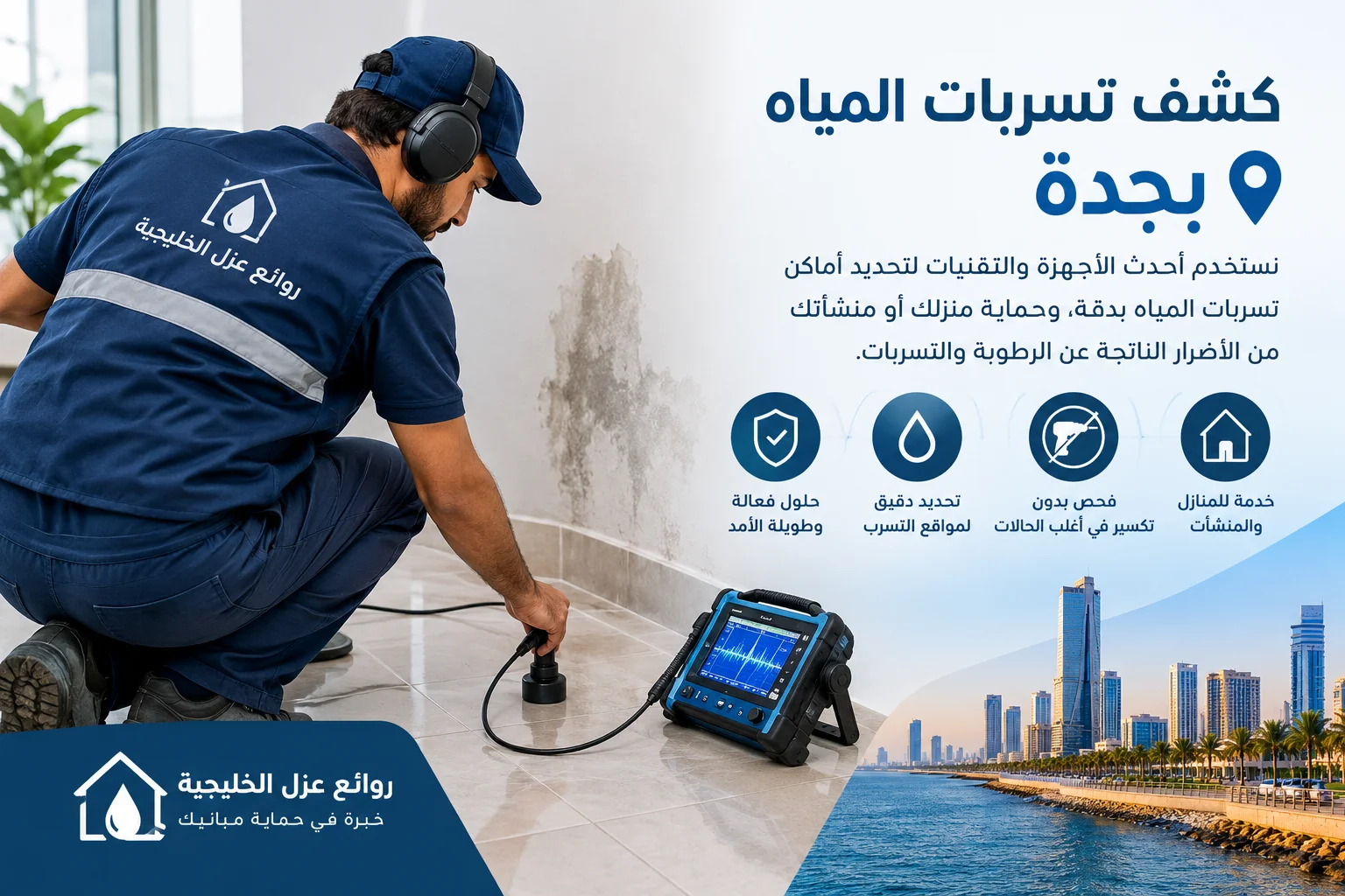 شركة كشف تسربات المياه بجدة | كشف دقيق ومعالجة أسباب التسرب شركة كشف تسربات المياه بجدة